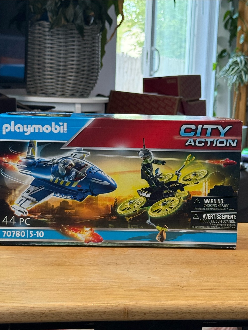 New Playmobil City Action Police Helicopter Playset - Blue & Neon Yellow